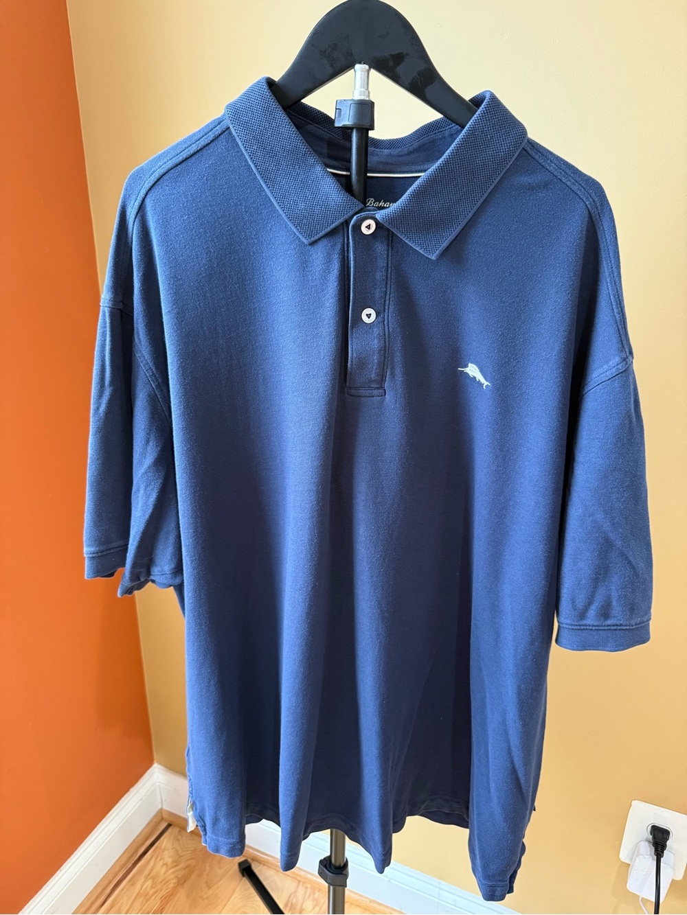Tommy Bahama Navy Polo with Light Blue Fish Emblem